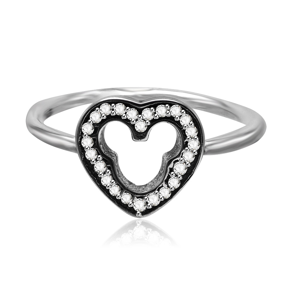 Heart Silhouette Clear CZ Ring